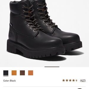 Timberland Black Leather Lace-Up Boots